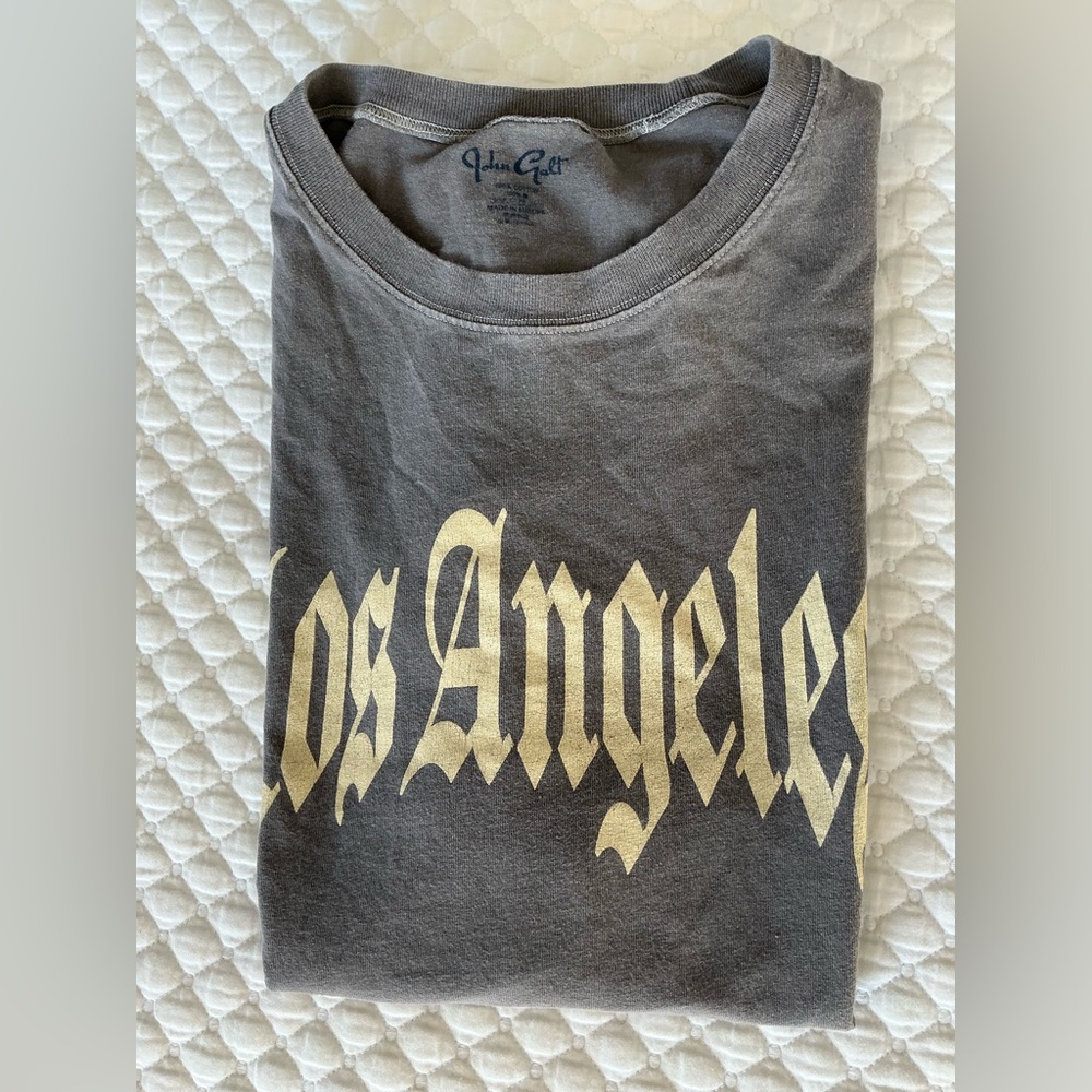 John Galt/Brandy Melville Charcoal Short Sleeve Tee with Los Angeles Print OS